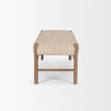 Tadi Rectangular Dark Brown Wood w/ Rug Seat Bench from Mercana - Luna Furniture