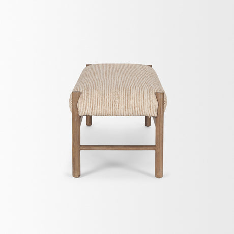 Tadi Rectangular Dark Brown Wood w/ Rug Seat Bench from Mercana - Luna Furniture