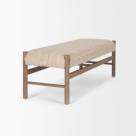 Tadi Rectangular Dark Brown Wood w/ Rug Seat Bench from Mercana - Luna Furniture