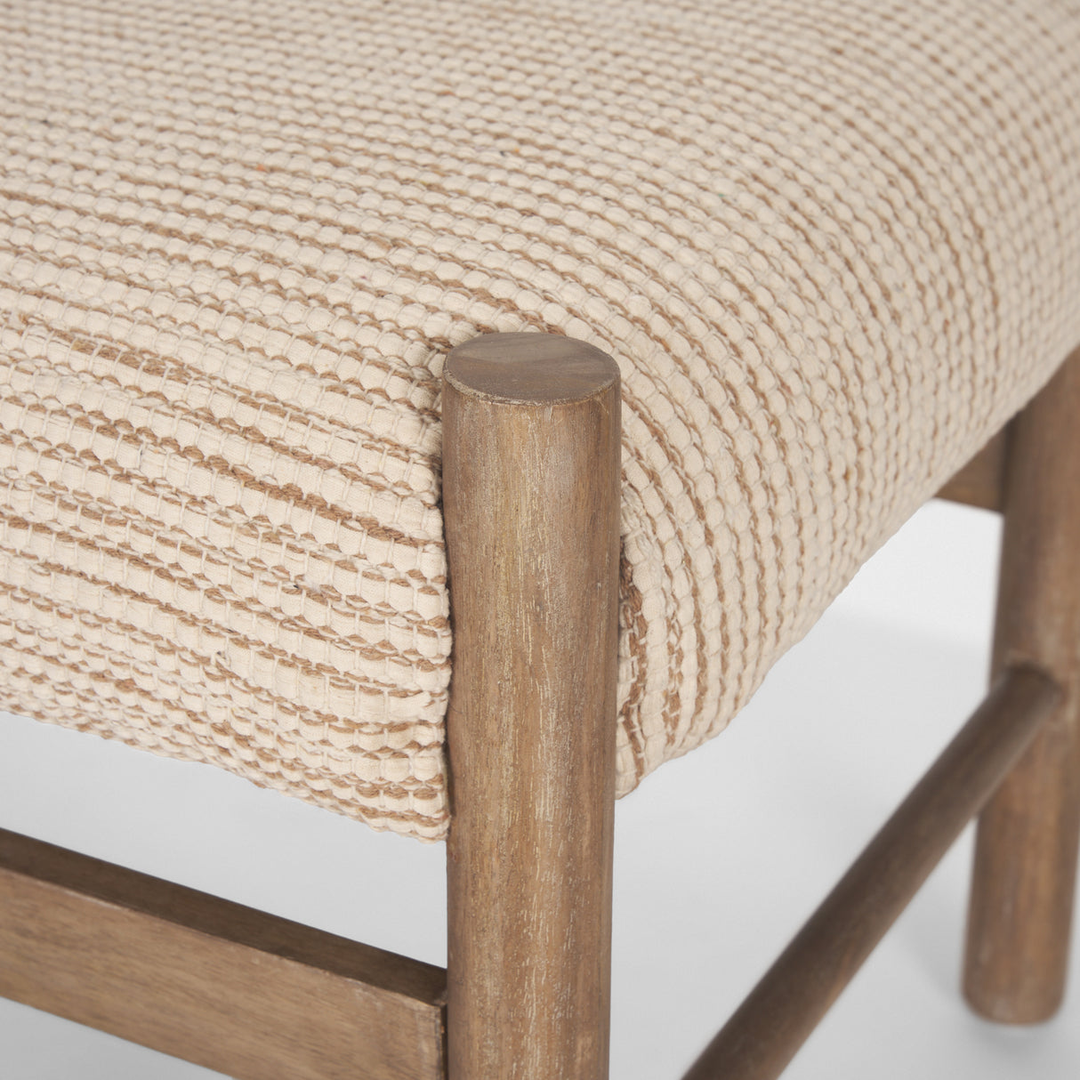 Tadi Rectangular Dark Brown Wood w/ Rug Seat Bench from Mercana - Luna Furniture