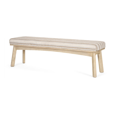 Taimo White Washed Light Brown Wood w/ Striped Fabric Seat Bench from Mercana - Luna Furniture