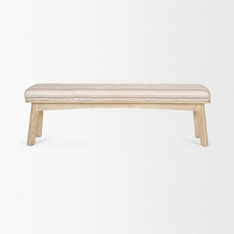 Taimo White Washed Light Brown Wood w/ Striped Fabric Seat Bench from Mercana - Luna Furniture