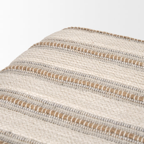 Taimo White Washed Light Brown Wood w/ Striped Fabric Seat Bench from Mercana - Luna Furniture