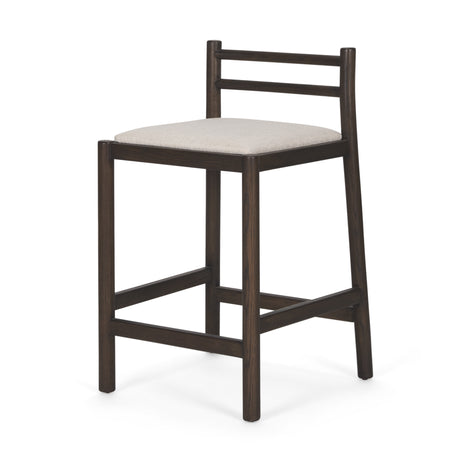 Sam Dark Brown Wood w/ Cream Fabric Counter Stool from Mercana - Luna Furniture
