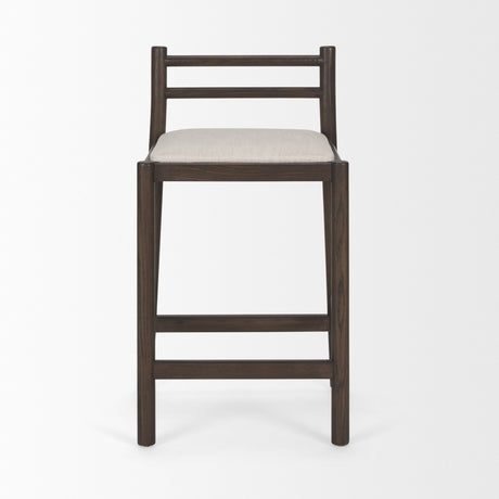 Sam Dark Brown Wood w/ Cream Fabric Counter Stool from Mercana - Luna Furniture