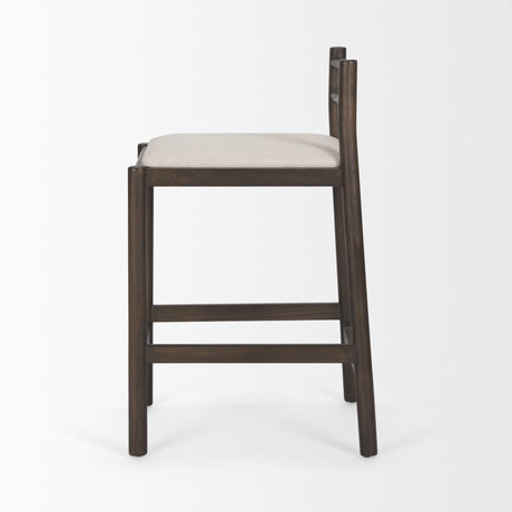 Sam Dark Brown Wood w/ Cream Fabric Counter Stool from Mercana - Luna Furniture