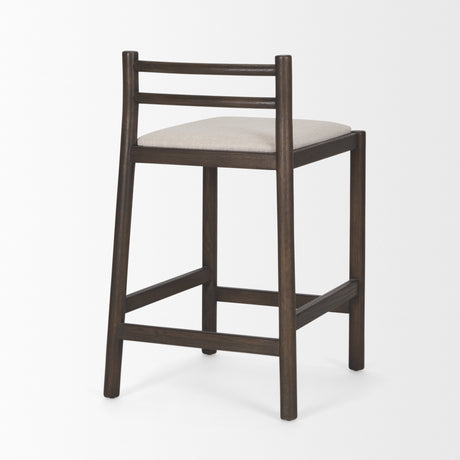 Sam Dark Brown Wood w/ Cream Fabric Counter Stool from Mercana - Luna Furniture
