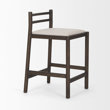 Sam Dark Brown Wood w/ Cream Fabric Counter Stool from Mercana - Luna Furniture
