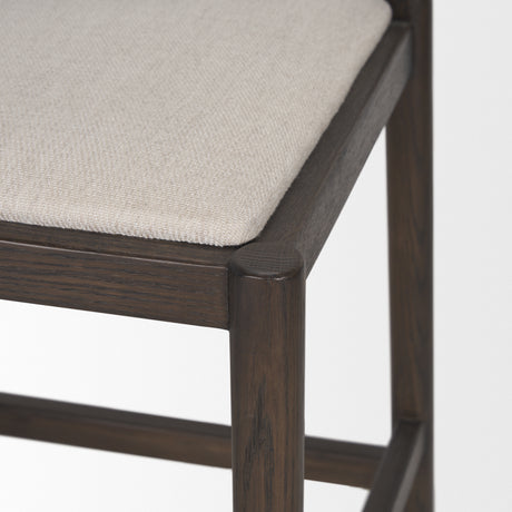 Sam Dark Brown Wood w/ Cream Fabric Counter Stool from Mercana - Luna Furniture