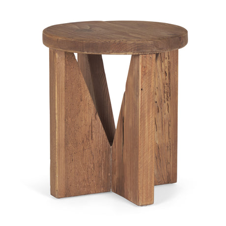 Tahlia Round Natural Brown Wood w/ Angled Legs Stool from Mercana - Luna Furniture