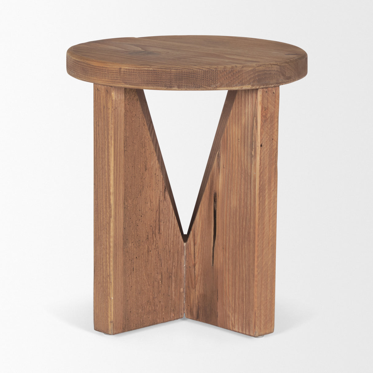 Tahlia Round Natural Brown Wood w/ Angled Legs Stool from Mercana - Luna Furniture
