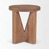 Tahlia Round Natural Brown Wood w/ Angled Legs Stool from Mercana - Luna Furniture