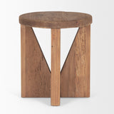 Tahlia Round Natural Brown Wood w/ Angled Legs Stool from Mercana - Luna Furniture