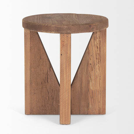 Tahlia Round Natural Brown Wood w/ Angled Legs Stool from Mercana - Luna Furniture