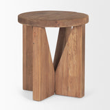 Tahlia Round Natural Brown Wood w/ Angled Legs Stool from Mercana - Luna Furniture