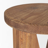 Tahlia Round Natural Brown Wood w/ Angled Legs Stool from Mercana - Luna Furniture