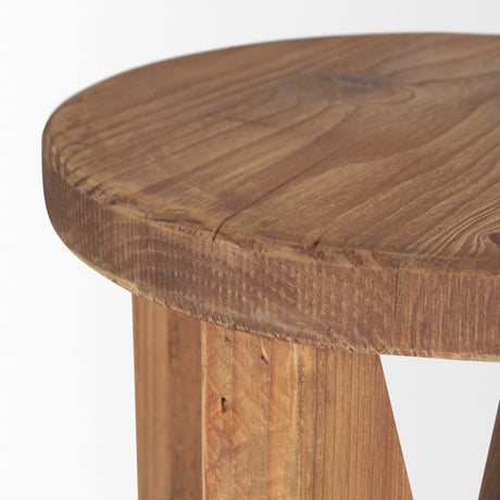 Tahlia Round Natural Brown Wood w/ Angled Legs Stool from Mercana - Luna Furniture