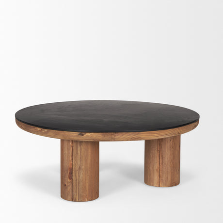 Tucson Natural Wood w/ Round Black Oak Top Coffee Table from Mercana - Luna Furniture