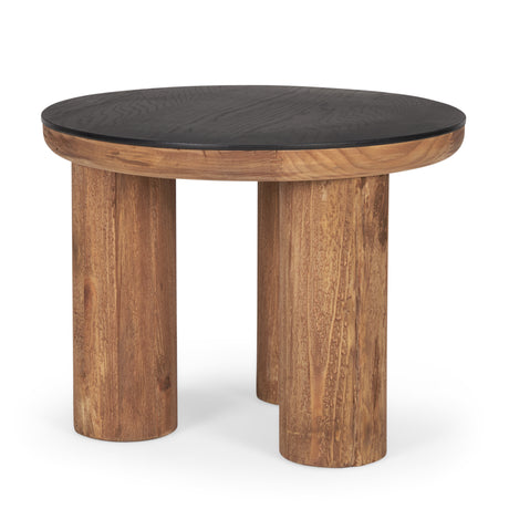 Tucson Natural Wood w/ Round Black Oak Top Side Table from Mercana - Luna Furniture