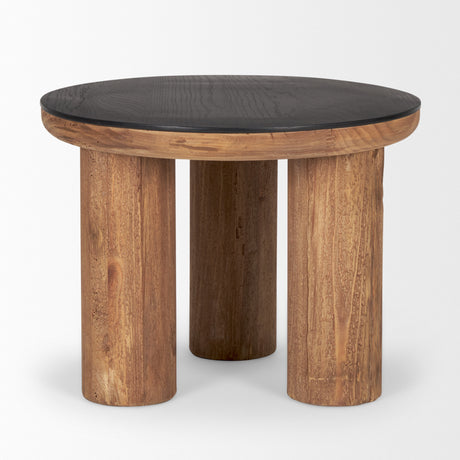Tucson Natural Wood w/ Round Black Oak Top Side Table from Mercana - Luna Furniture