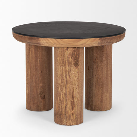 Tucson Natural Wood w/ Round Black Oak Top Side Table from Mercana - Luna Furniture