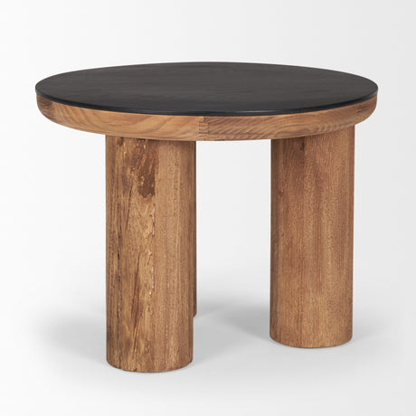 Tucson Natural Wood w/ Round Black Oak Top Side Table from Mercana - Luna Furniture