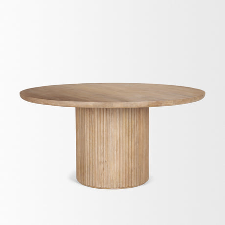 Terra 60L x 60W x 30H Light Brown Wood Round Fluted Dining Table from Mercana - Luna Furniture