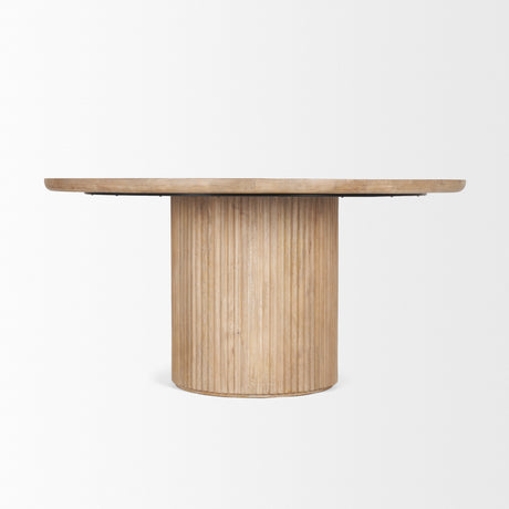 Terra 60L x 60W x 30H Light Brown Wood Round Fluted Dining Table from Mercana - Luna Furniture