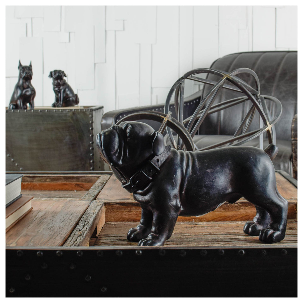 Hugo 5L x 13W Black Resin Bulldog from Mercana - Luna Furniture