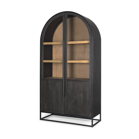 Sloan 42W x 80H Black Wood W/Black Metal Frame Arched Cabinet from Mercana - Luna Furniture