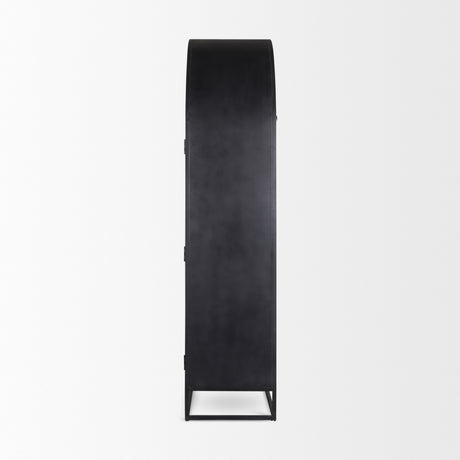 Sloan 42W x 80H Black Wood W/Black Metal Frame Arched Cabinet from Mercana - Luna Furniture
