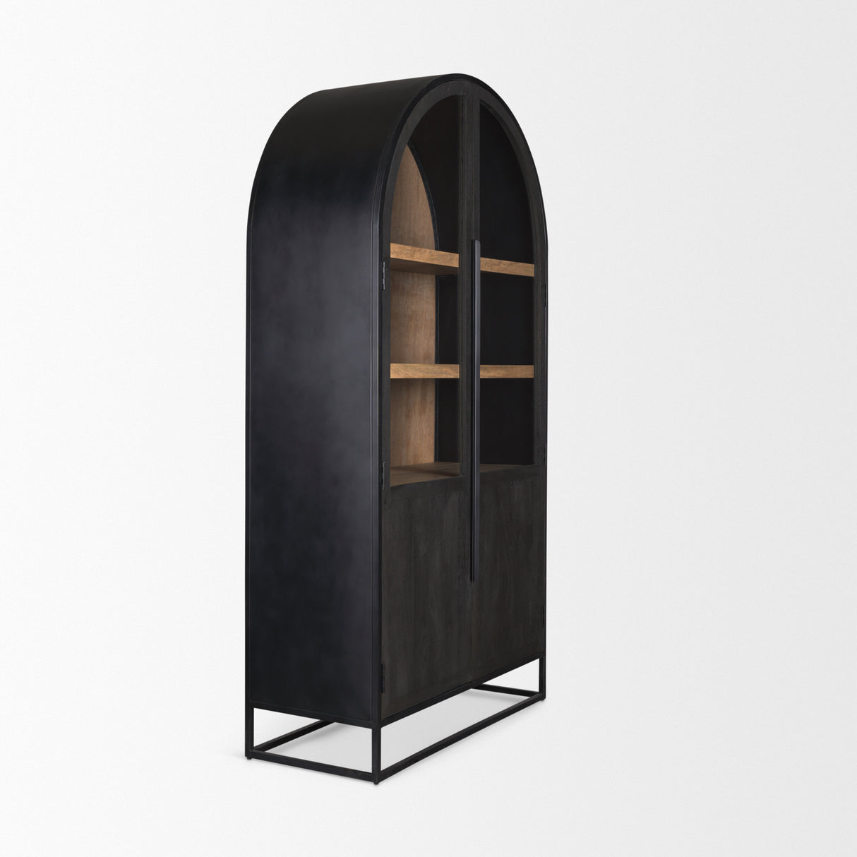 Sloan 42W x 80H Black Wood W/Black Metal Frame Arched Cabinet from Mercana - Luna Furniture