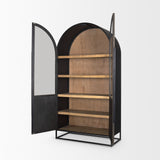 Sloan 42W x 80H Black Wood W/Black Metal Frame Arched Cabinet from Mercana - Luna Furniture