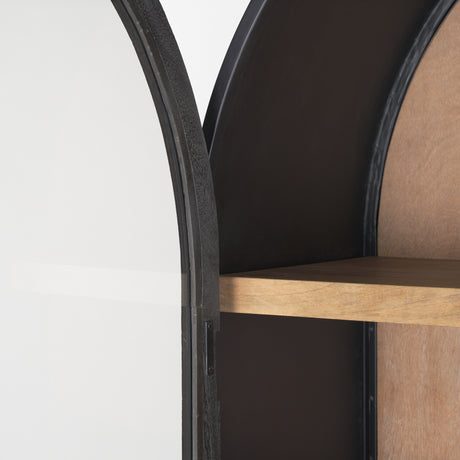 Sloan 42W x 80H Black Wood W/Black Metal Frame Arched Cabinet from Mercana - Luna Furniture