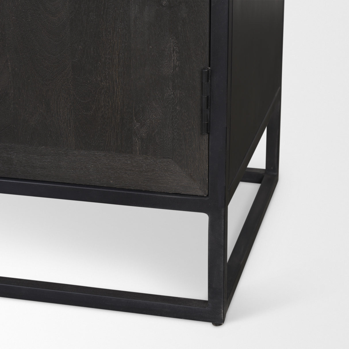 Sloan 42W x 80H Black Wood W/Black Metal Frame Arched Cabinet from Mercana - Luna Furniture