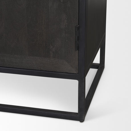 Sloan 42W x 80H Black Wood W/Black Metal Frame Arched Cabinet from Mercana - Luna Furniture
