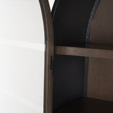 Sloan 42W x 80H Dark Brown Wood W/Black Metal Arched Curio Cabinet from Mercana - Luna Furniture