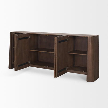 Tammar Brown Wood 4-Door Sideboard from Mercana - Luna Furniture