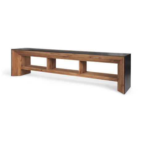 Tabor Natural Wood w/ Black Oak Waterwall Media Console from Mercana - Luna Furniture