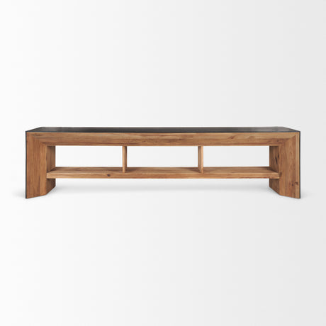 Tabor Natural Wood w/ Black Oak Waterwall Media Console from Mercana - Luna Furniture