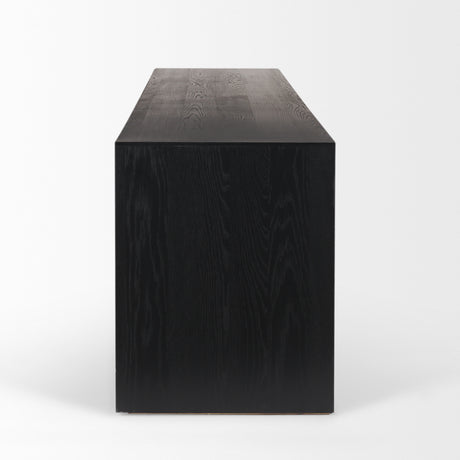Tabor Natural Wood w/ Black Oak Waterwall Media Console from Mercana - Luna Furniture