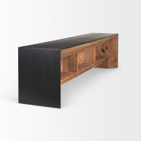 Tabor Natural Wood w/ Black Oak Waterwall Media Console from Mercana - Luna Furniture