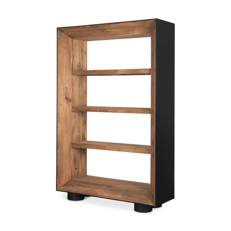 Tabor Natural Wood w/ Black Oak Frame Bookcase from Mercana - Luna Furniture