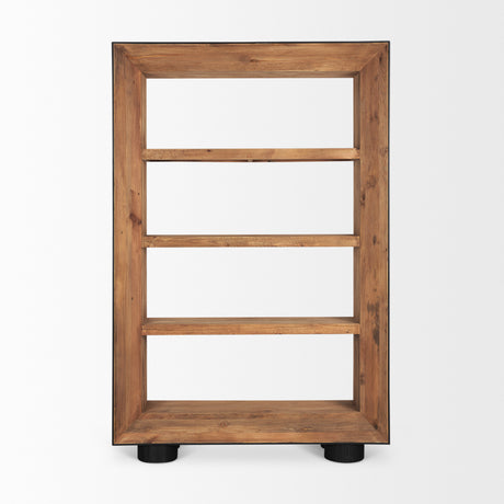 Tabor Natural Wood w/ Black Oak Frame Bookcase from Mercana - Luna Furniture