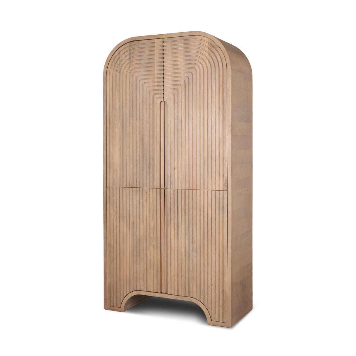 Sorina Reverse Fluted Light Brown Wood Curio Cabinet from Mercana - Luna Furniture