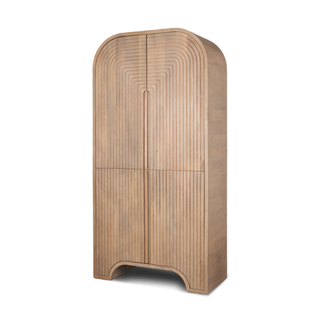 Sorina Reverse Fluted Light Brown Wood Curio Cabinet from Mercana - Luna Furniture