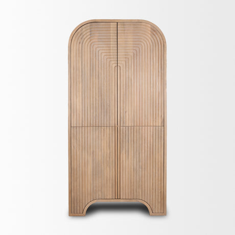 Sorina Reverse Fluted Light Brown Wood Curio Cabinet from Mercana - Luna Furniture