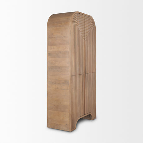 Sorina Reverse Fluted Light Brown Wood Curio Cabinet from Mercana - Luna Furniture