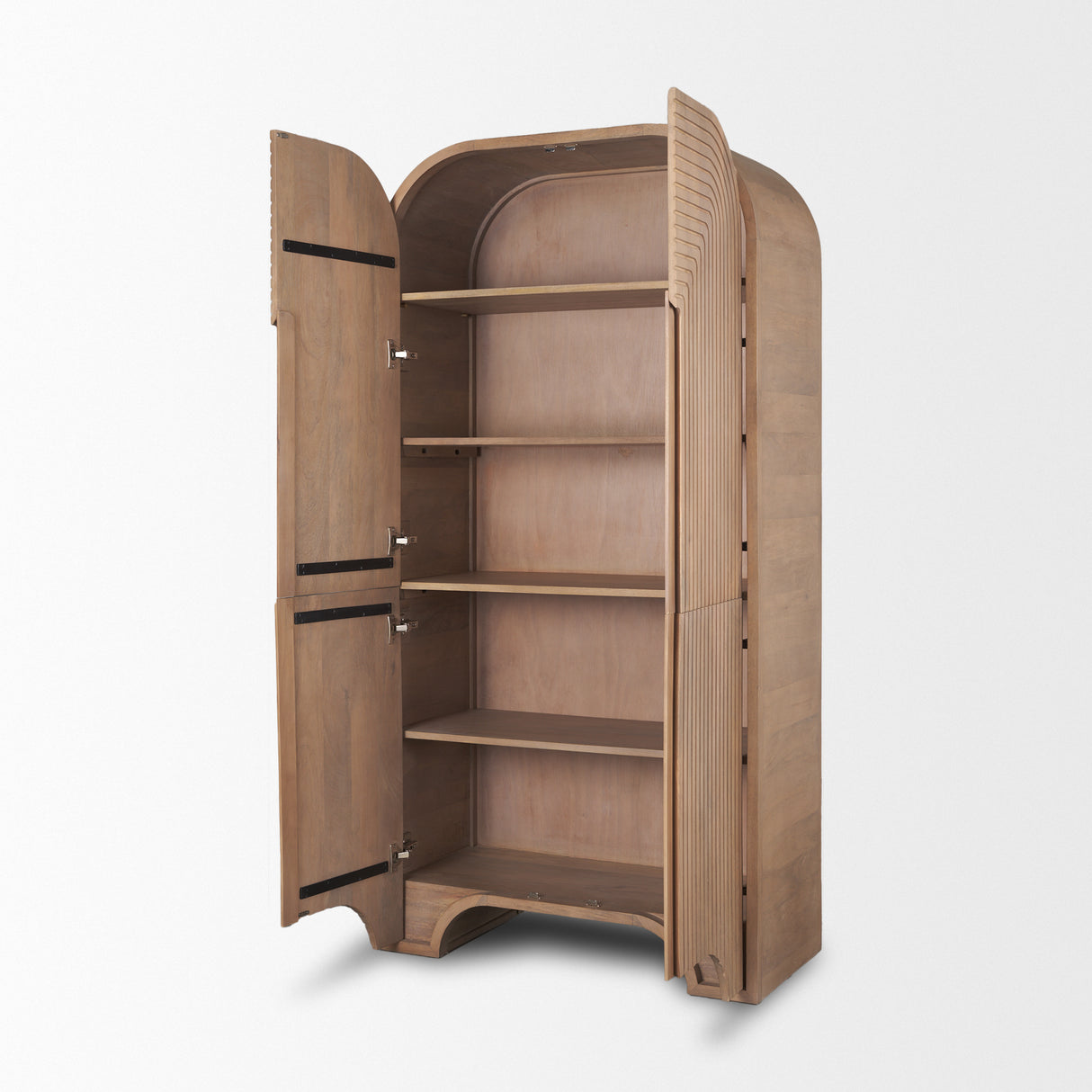 Sorina Reverse Fluted Light Brown Wood Curio Cabinet from Mercana - Luna Furniture