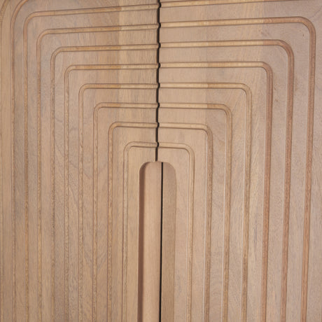 Sorina Reverse Fluted Light Brown Wood Curio Cabinet from Mercana - Luna Furniture